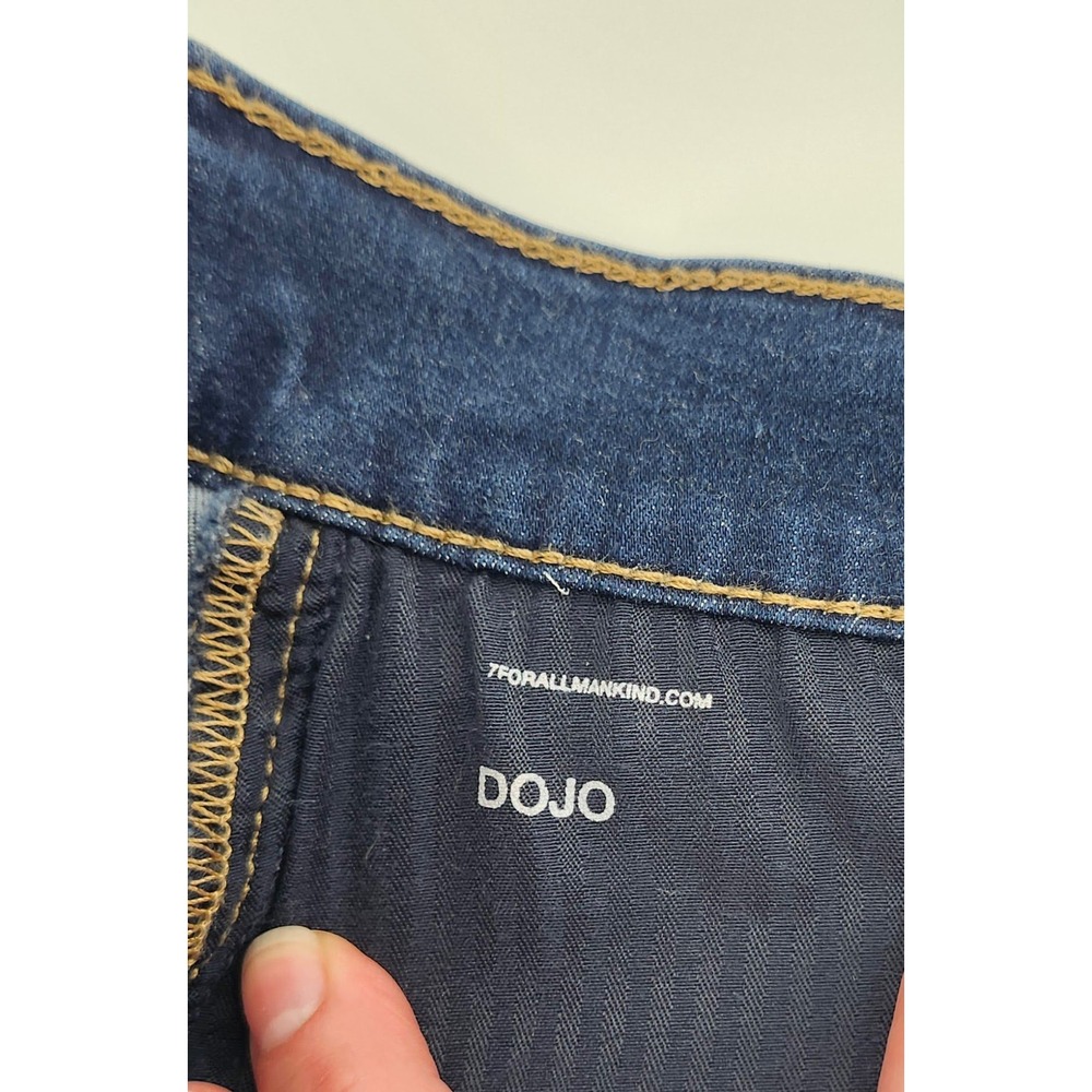7 For All Mankind Dojo Flare Jeans Dark Wash Blue Denim Size 28 x 29 - Picture 3 of 9